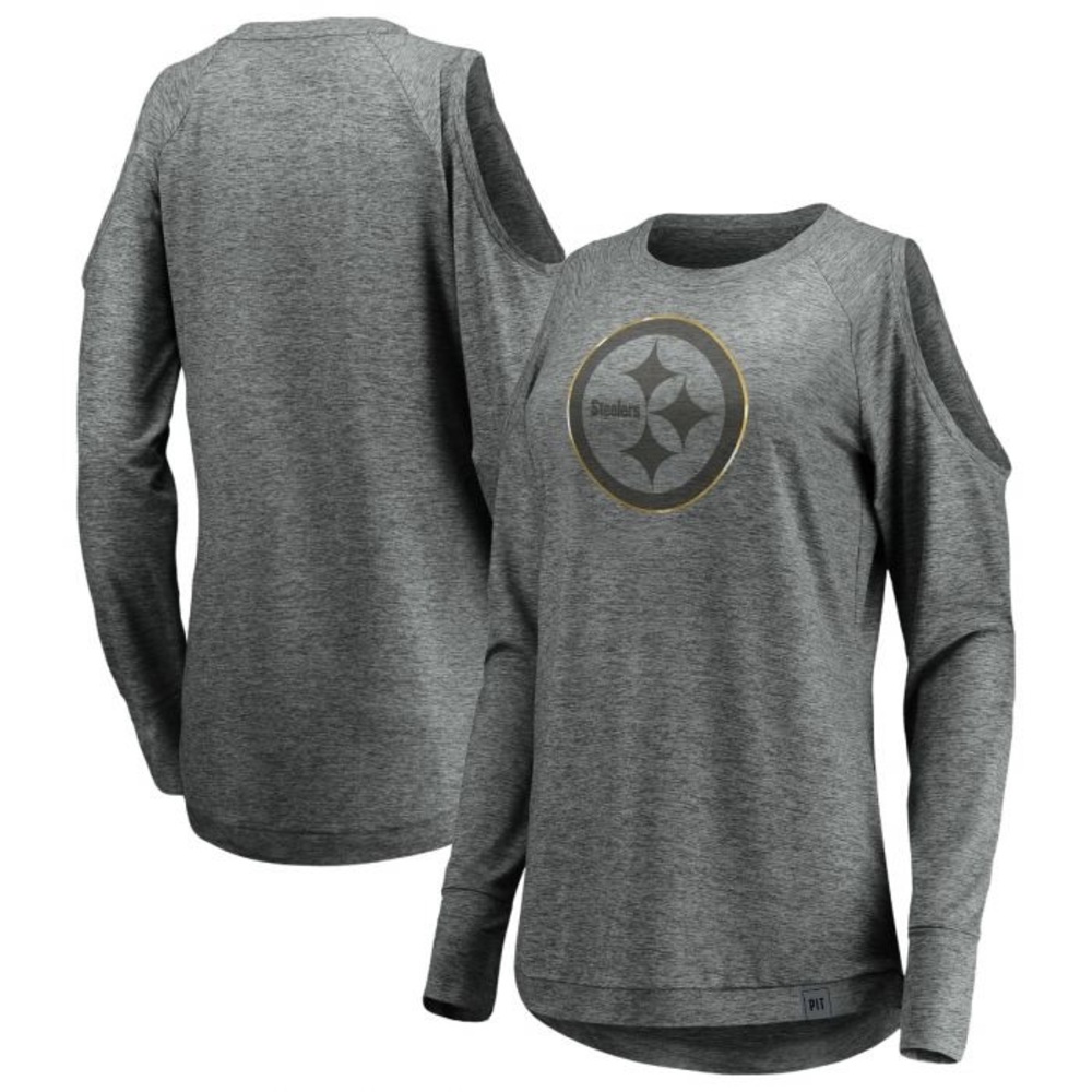 Pittsburgh Steelers Women's Versalux Cold Shoulder Long Sleeve T-Shirt